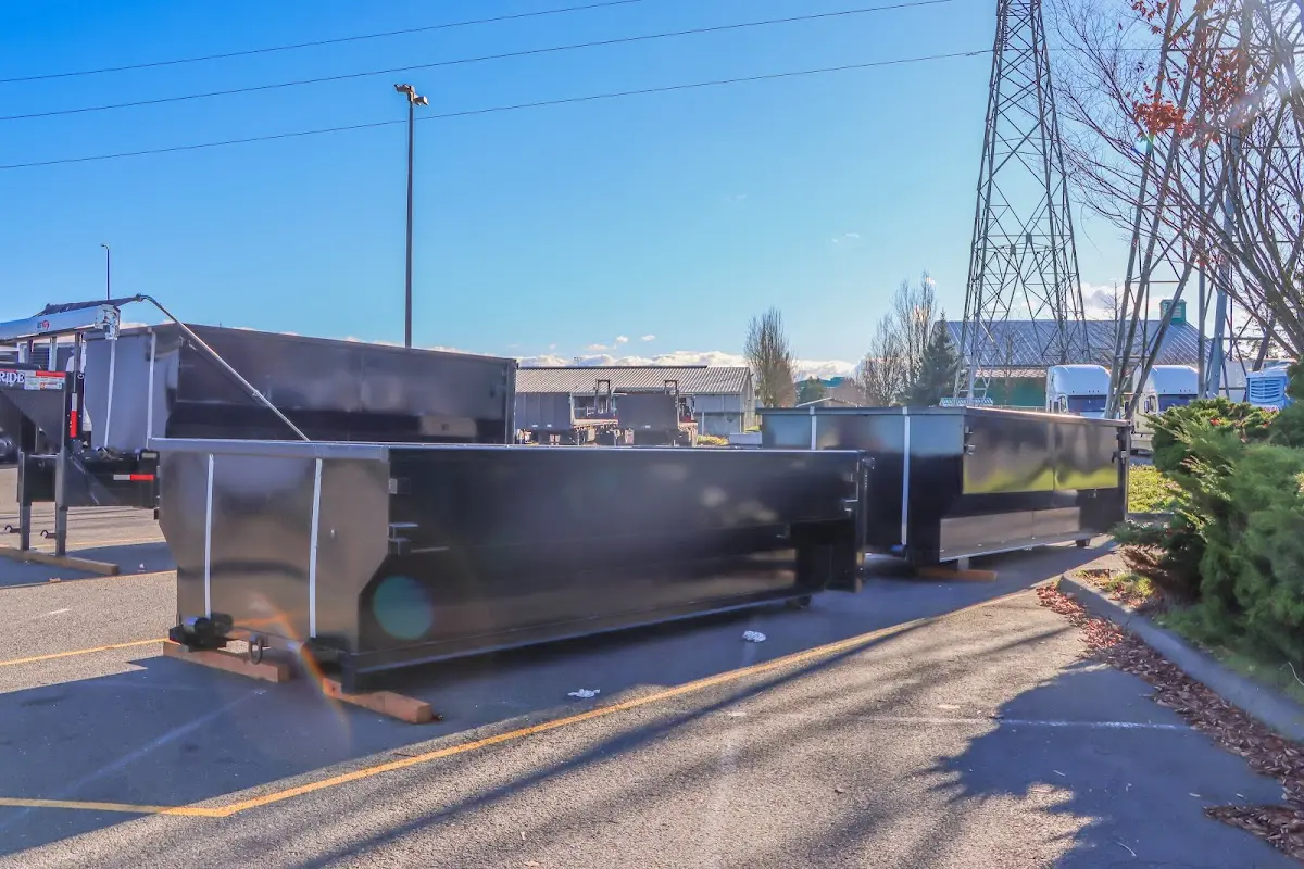 Roll-off dumpster ready for waste disposal at job site for Concrete Dumpster Rental in Brookville
